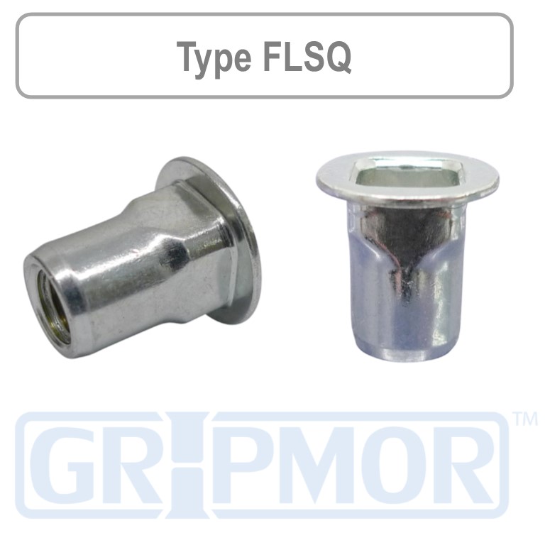Flange Head, Square Body Rivet Nut, Steel Zinc Normandy Fasteners