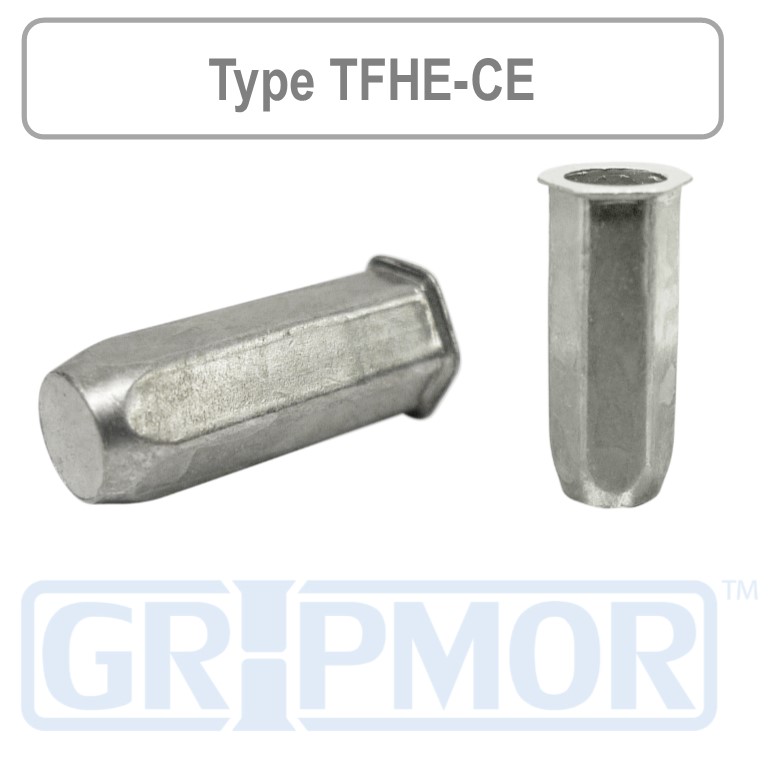 Reduced Csk Head, Full Hex Body Rivet Nut, Closed End, Steel Zinc